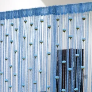 Blue String Curtain with Rose Tassels