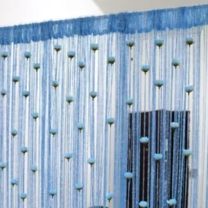Blue String Curtain with Rose Tassels